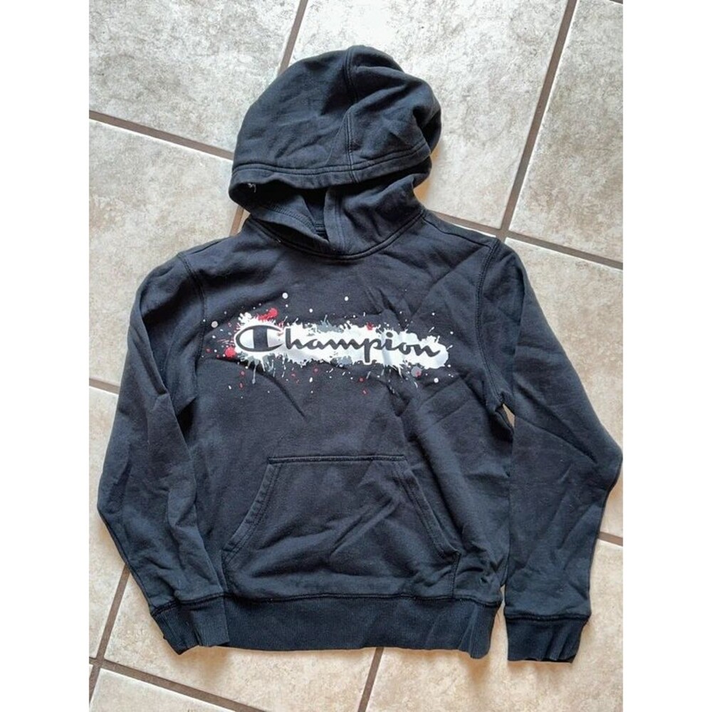 Boys Black Champion Hoodie Size Medium